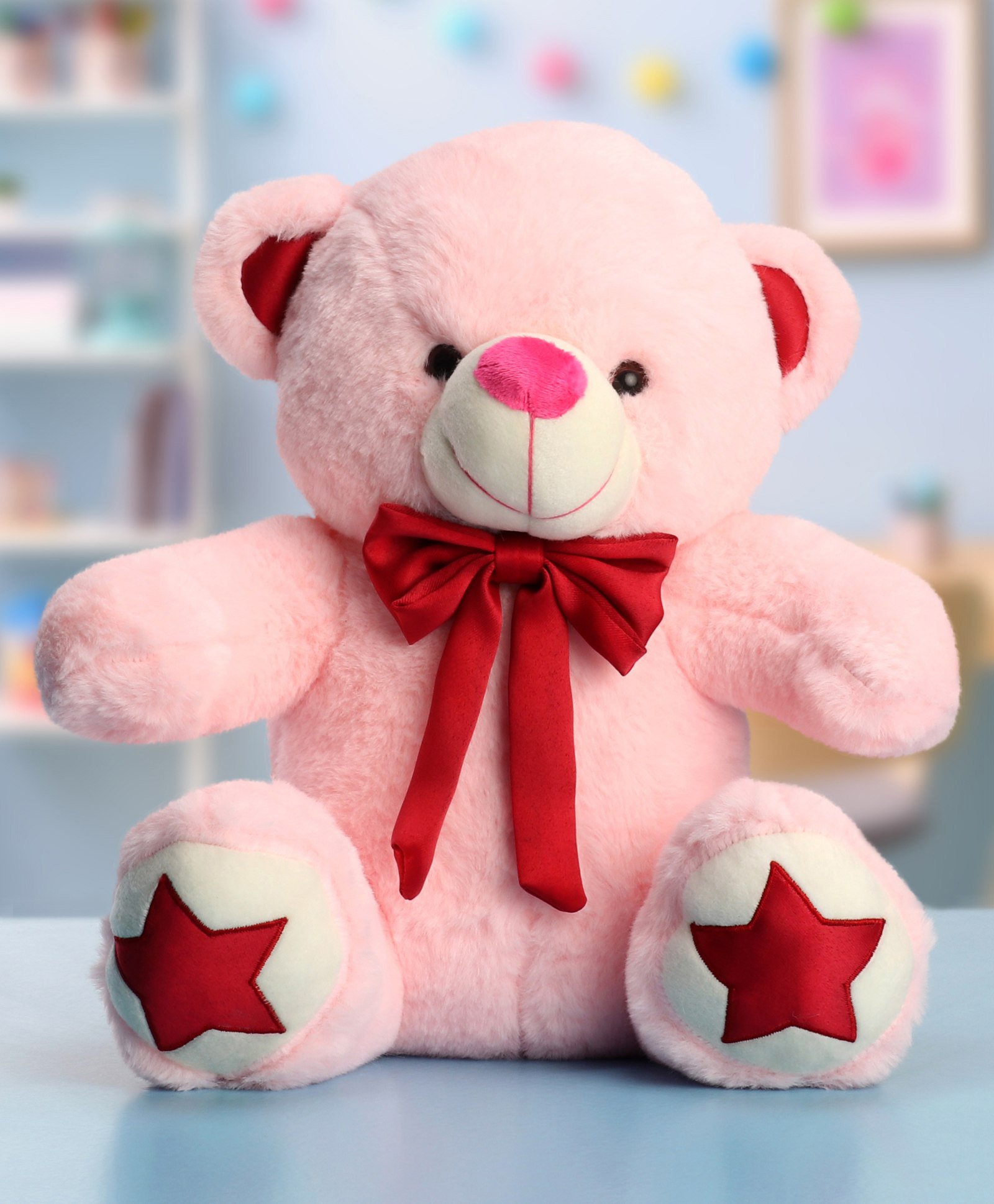 Babyhug Plush Teddy Bear Soft Toy Pink Height 30 cm (Colour Bow May Vary)-image-15