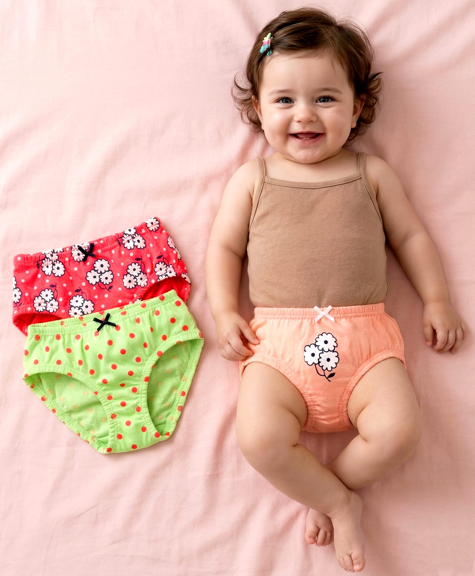 Babyoye Anti Bacterial Cotton Printed Panties Pack of 3 - Red Green Peach-image-42