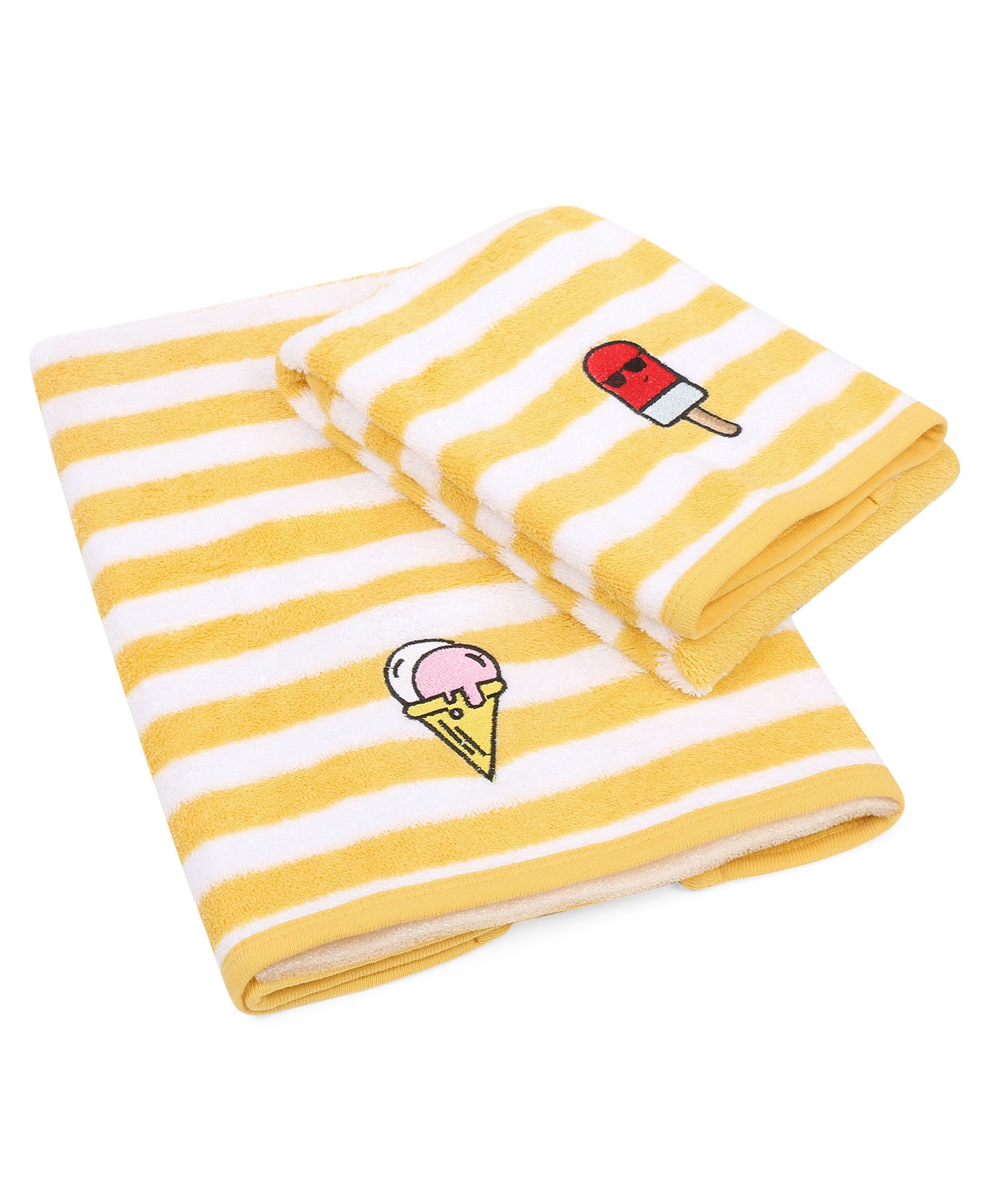 My Milestones Luxe Plush Hand Towel Modern Stripes Set 2 Pc- Yellow White-picture-11