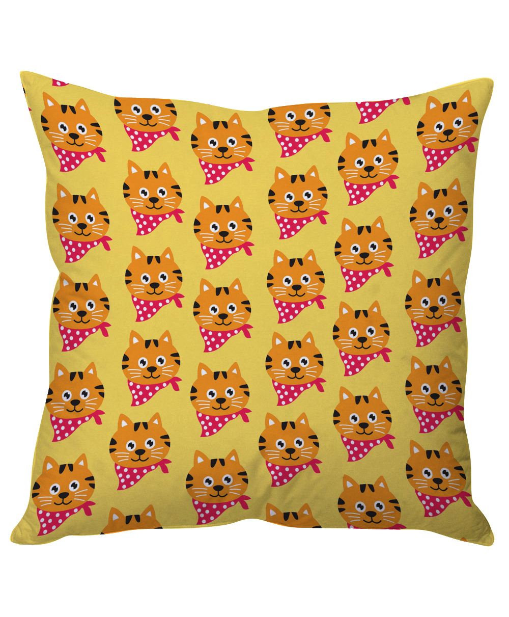 Stybuzz Kitty Faces Cushion Cover - Yellow And Red-image-20