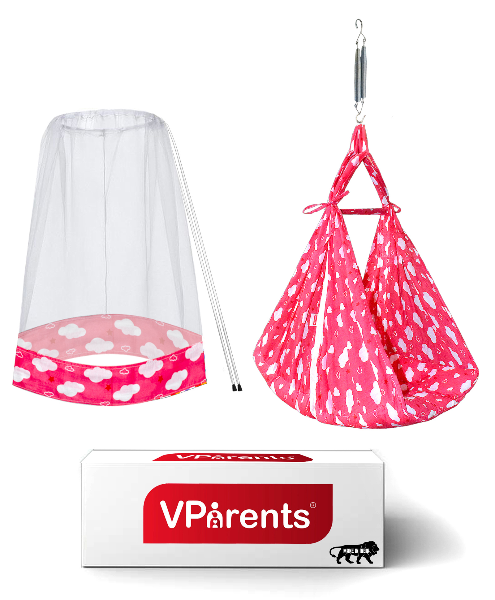 VParents Sunny baby Swing Cradle With Mosquito net And Spring  - Pink-picture-35