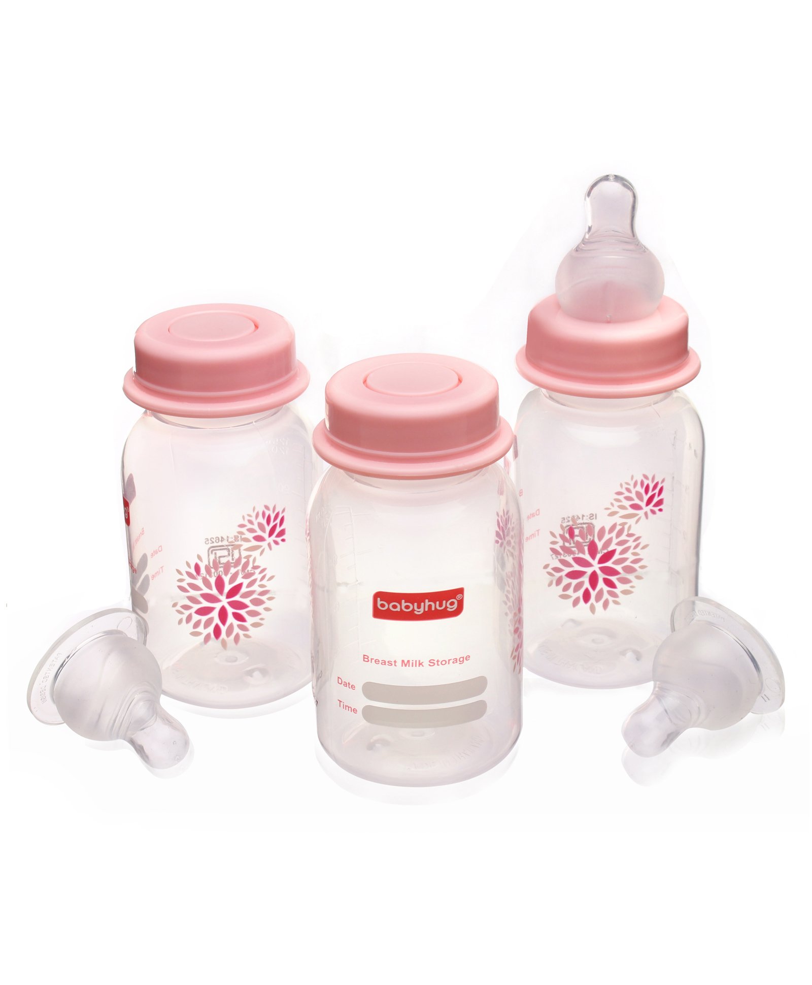 Babyhug Milk Storage Container with Nipple Set of 3 Pink - 150 ml-image-28