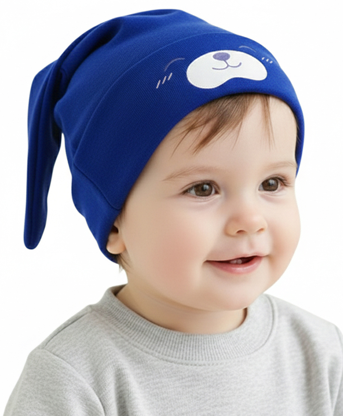 Syga Puppy Long Tailed Design Baby Cotton Cap Blue - Diameter 17 cm-image-13