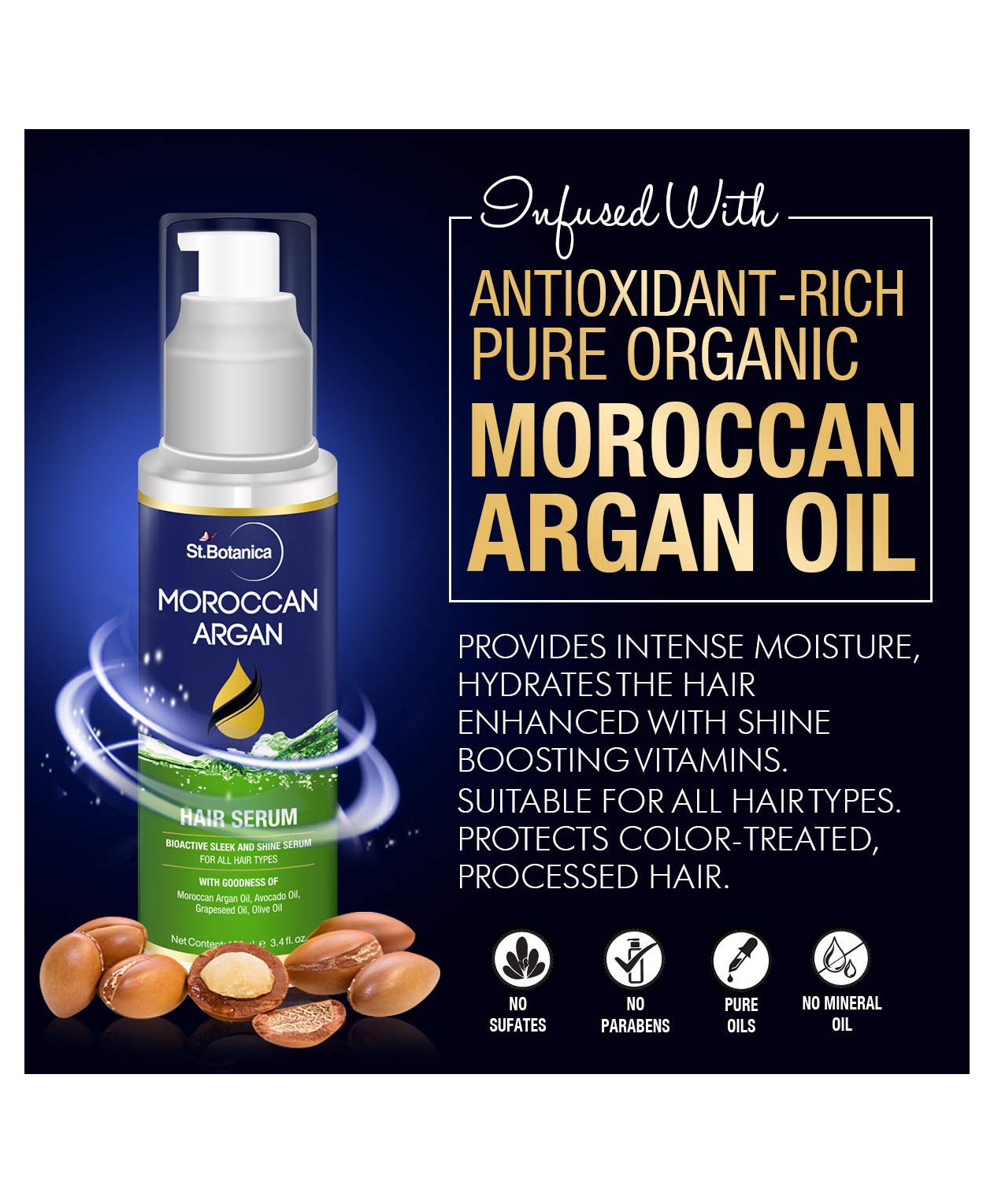  Moroccan Argan Hair Serum - 100 ml Online in India, Buy at Best  Price from  - 8581815