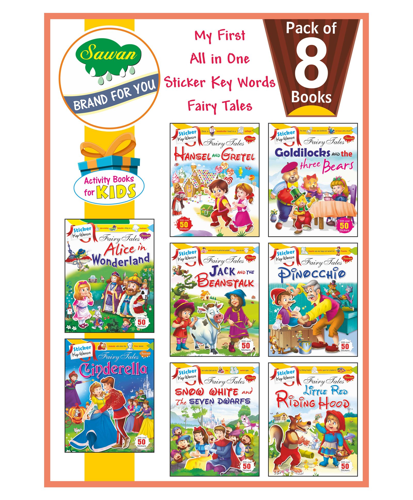Sawan My First All In One Sticker Key Words Fairy Tales Sticker Activity Books Pack of 8 - English-picture-18