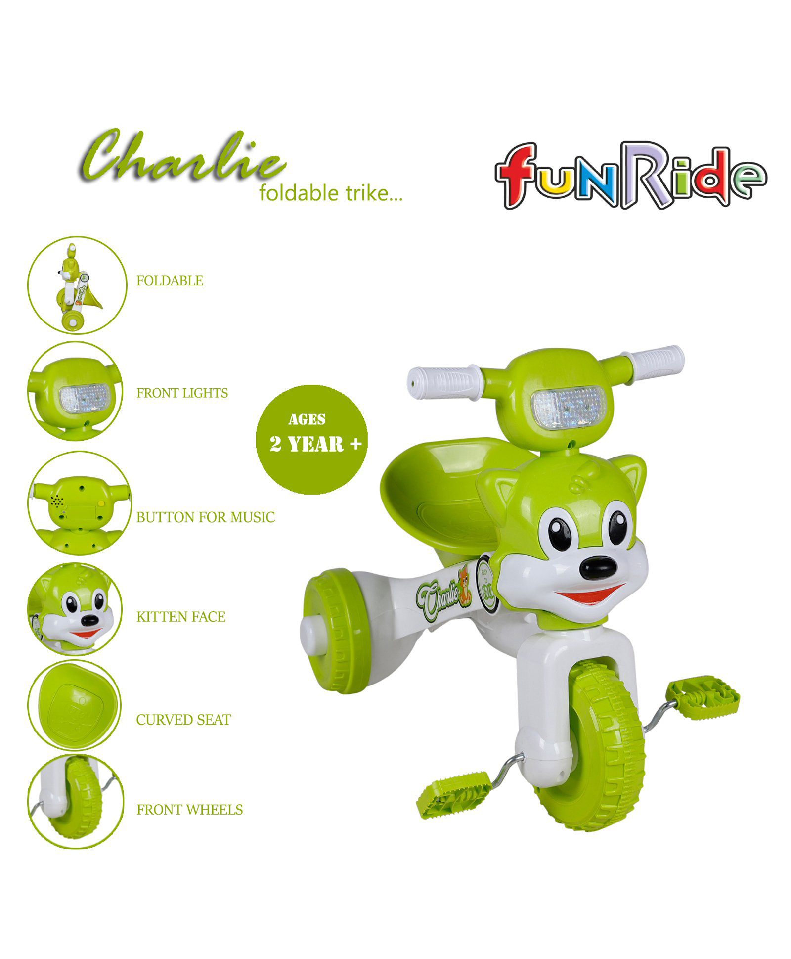 Funride Foldable Tricycle - Green-picture-37
