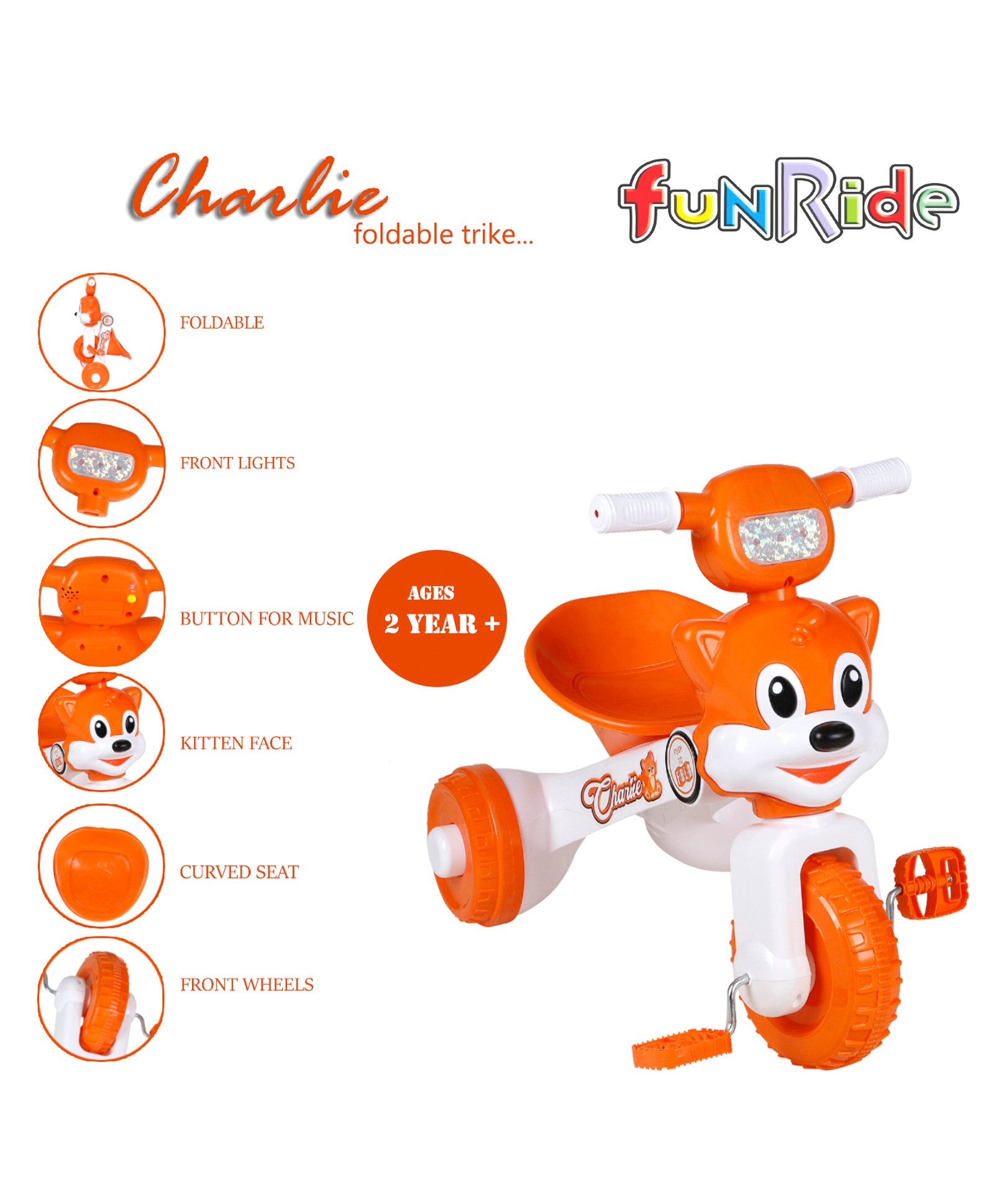 Funride Foldable Tricycle - Orange-picture-14