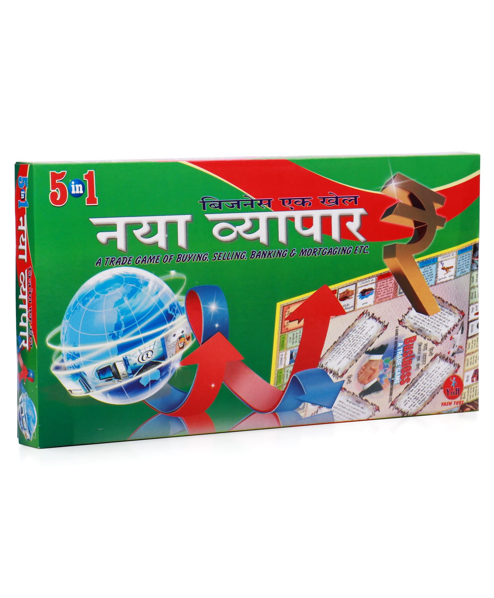 Yash Toys 5 In 1 Business Hindi Board Game - Multicolor