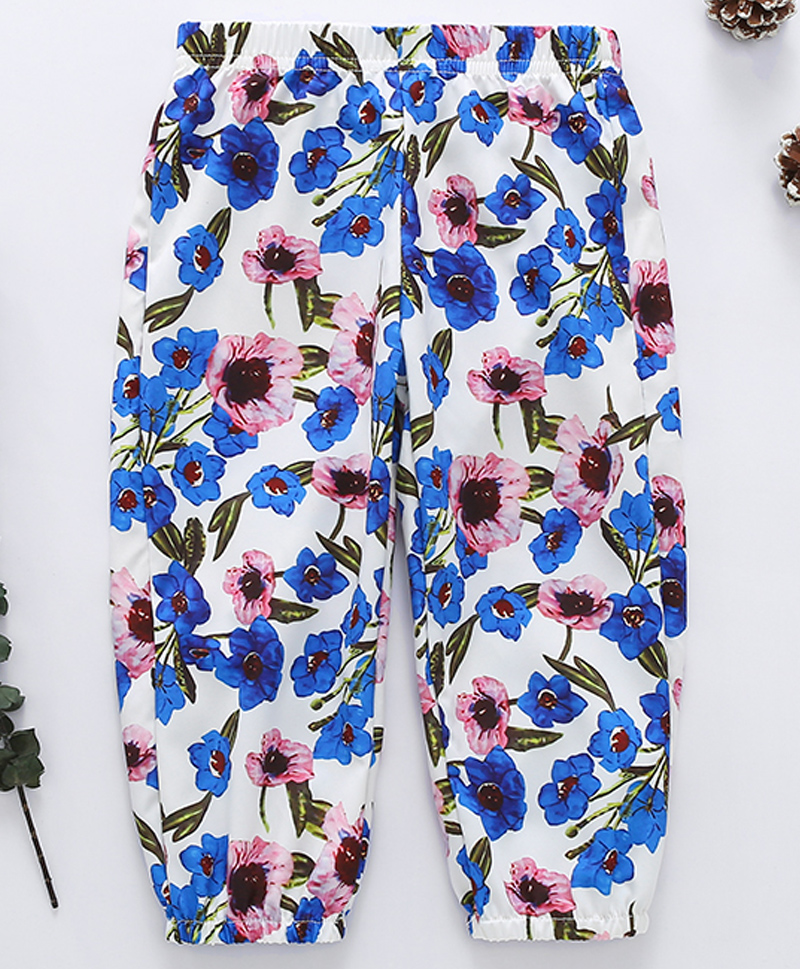 Kookie Kids Full Length Lounge Pant Floral Print - Blue-image-48