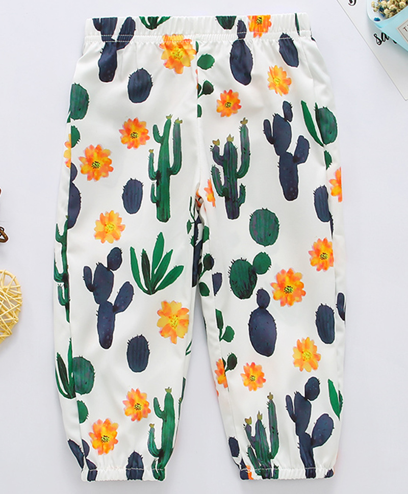 Kookie Kids Full Length Lounge Pant Cactus Print - White-picture-24