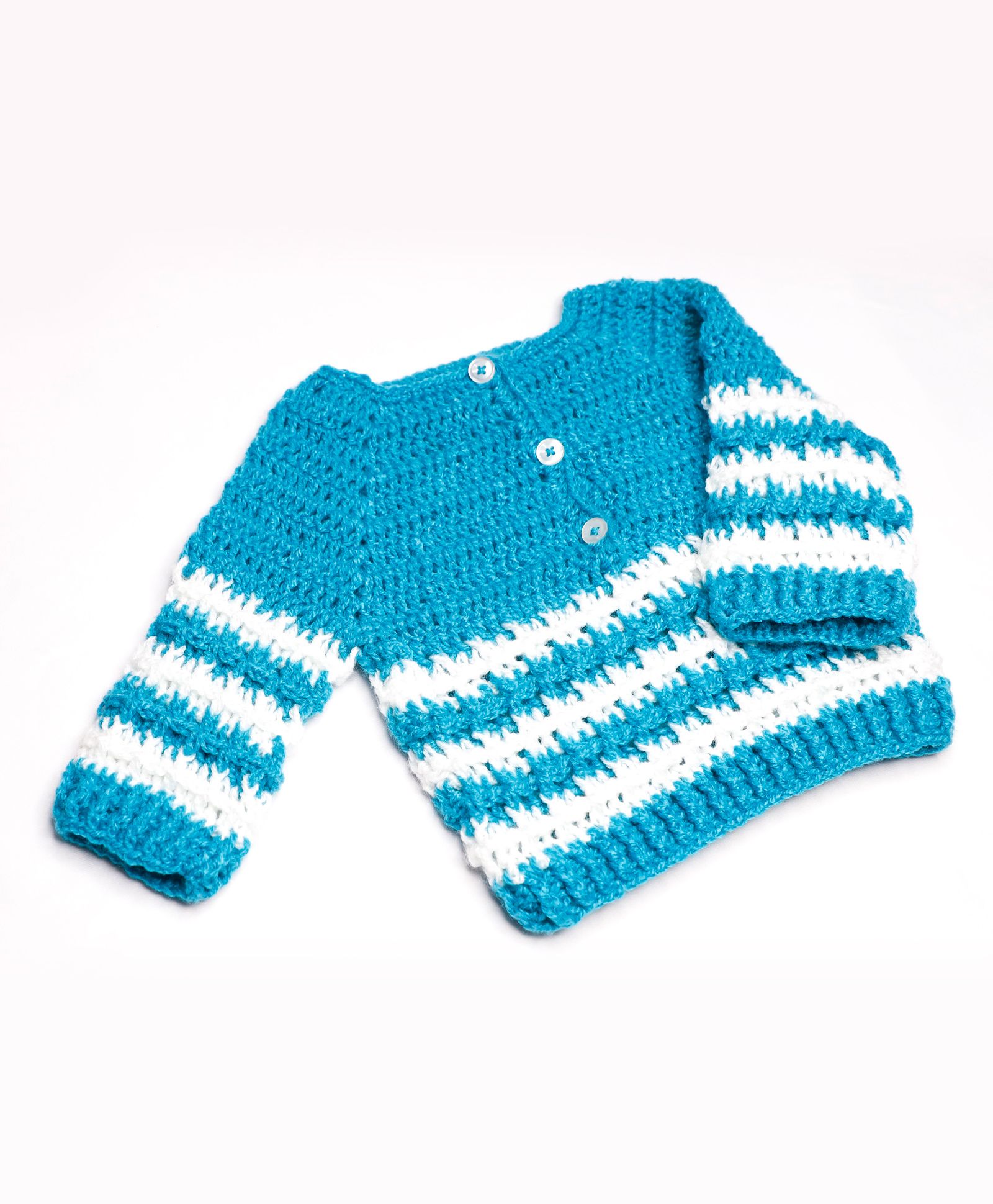 Knits & Knots Full Sleeves Stripe Pattern Sweater - Blue-image-2