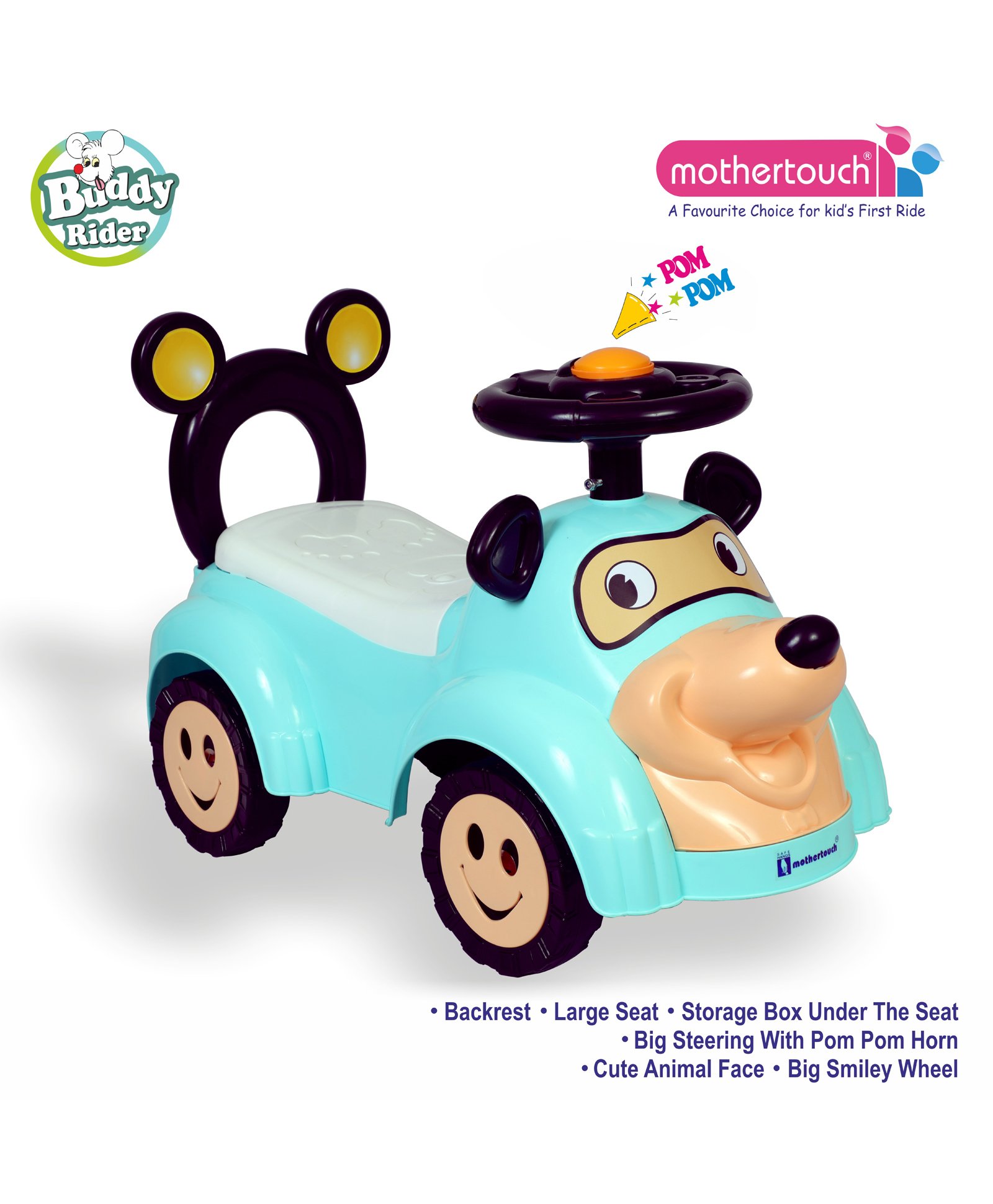 Mothertouch Buddy Rider Manual Push Ride On - Green-image-30