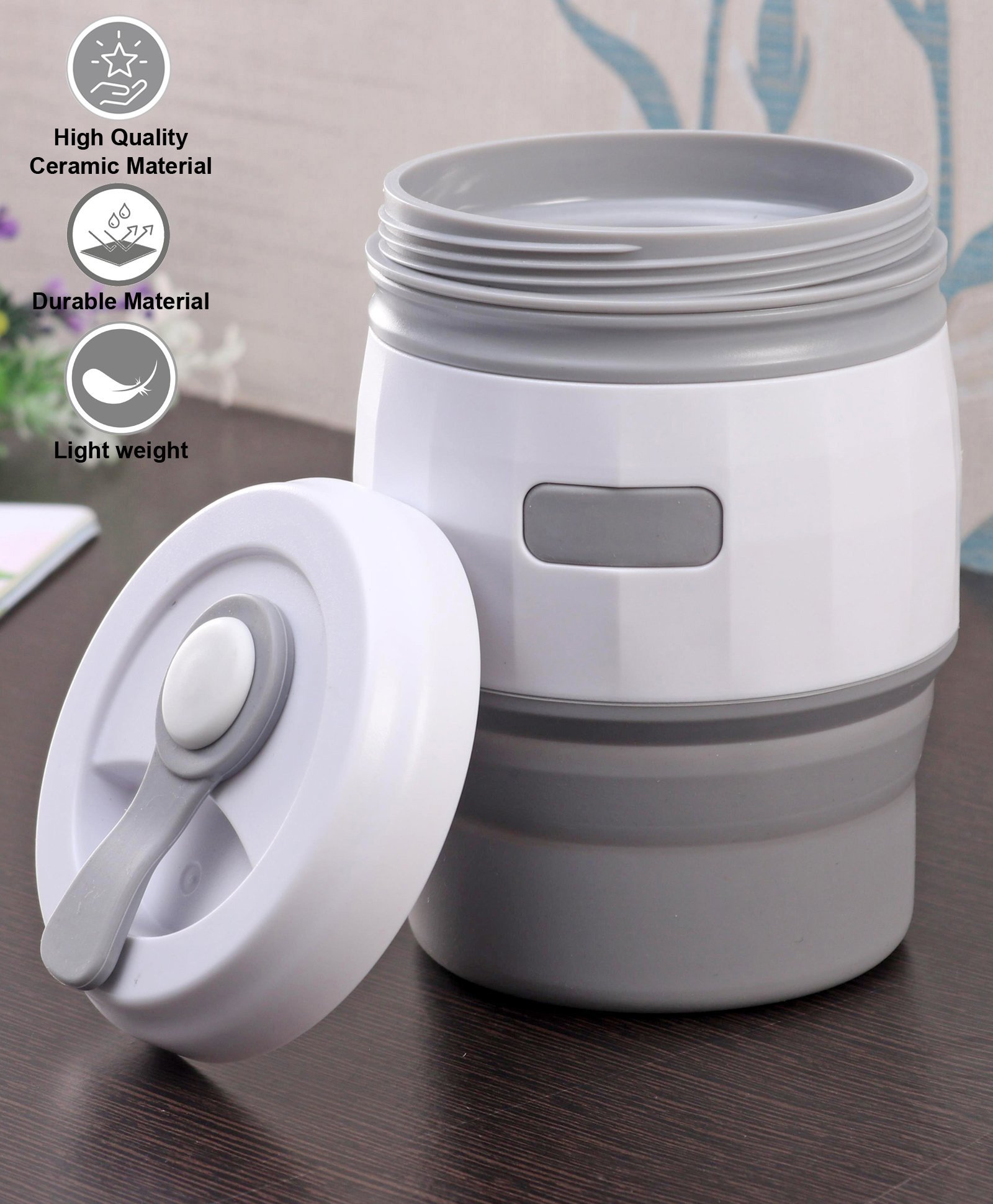 fab n funky Collapsible Silicone Multi-Use Travel Mug White Grey - 350 ml-picture-12