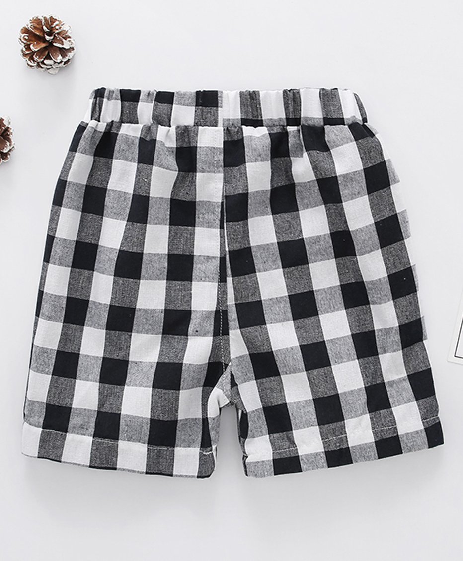 Kookie Kids Mid Thigh Length Checked Shorts - Navy Blue-picture-35
