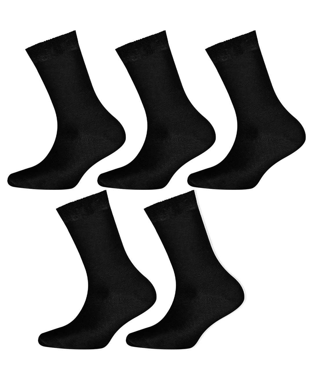 Footprints Organic Pair Of 5 Solid School Socks - Black-image-14