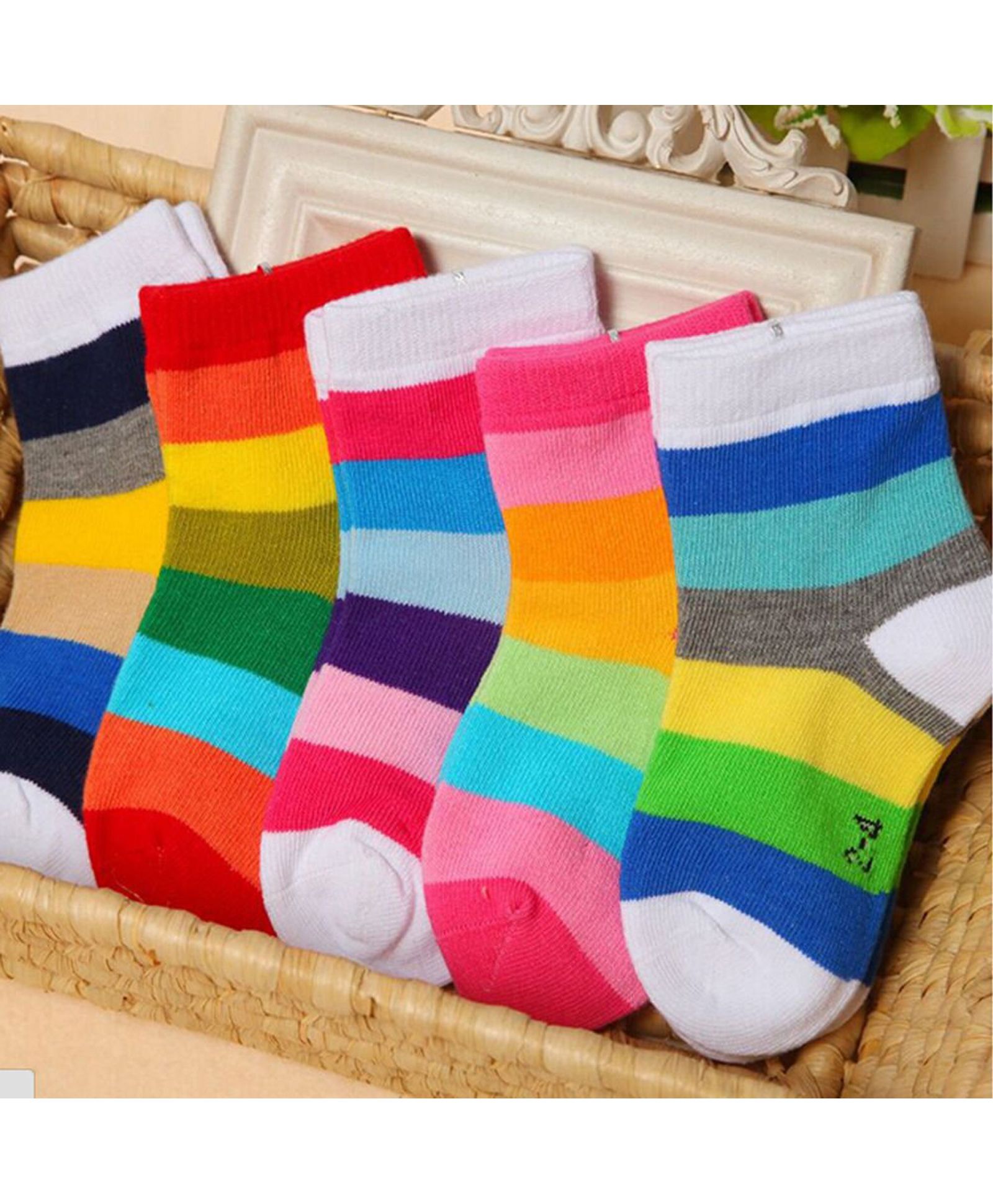 Footprints Organic Cotton Striped Socks Pack Of 5 Pairs - Multicolor-image-43