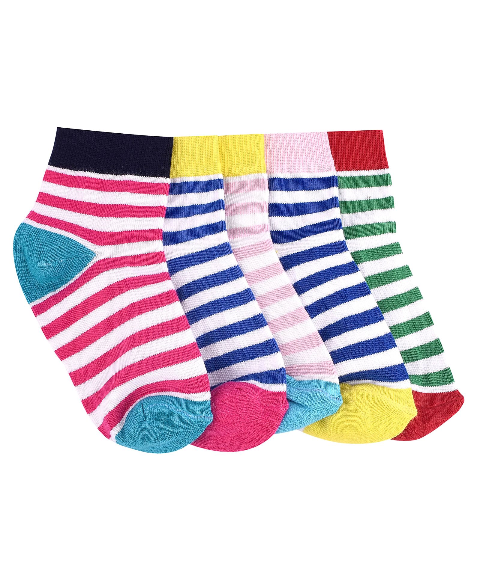 Footprints Organic Striped Pair Of 5 Socks - Multi Color-image-26