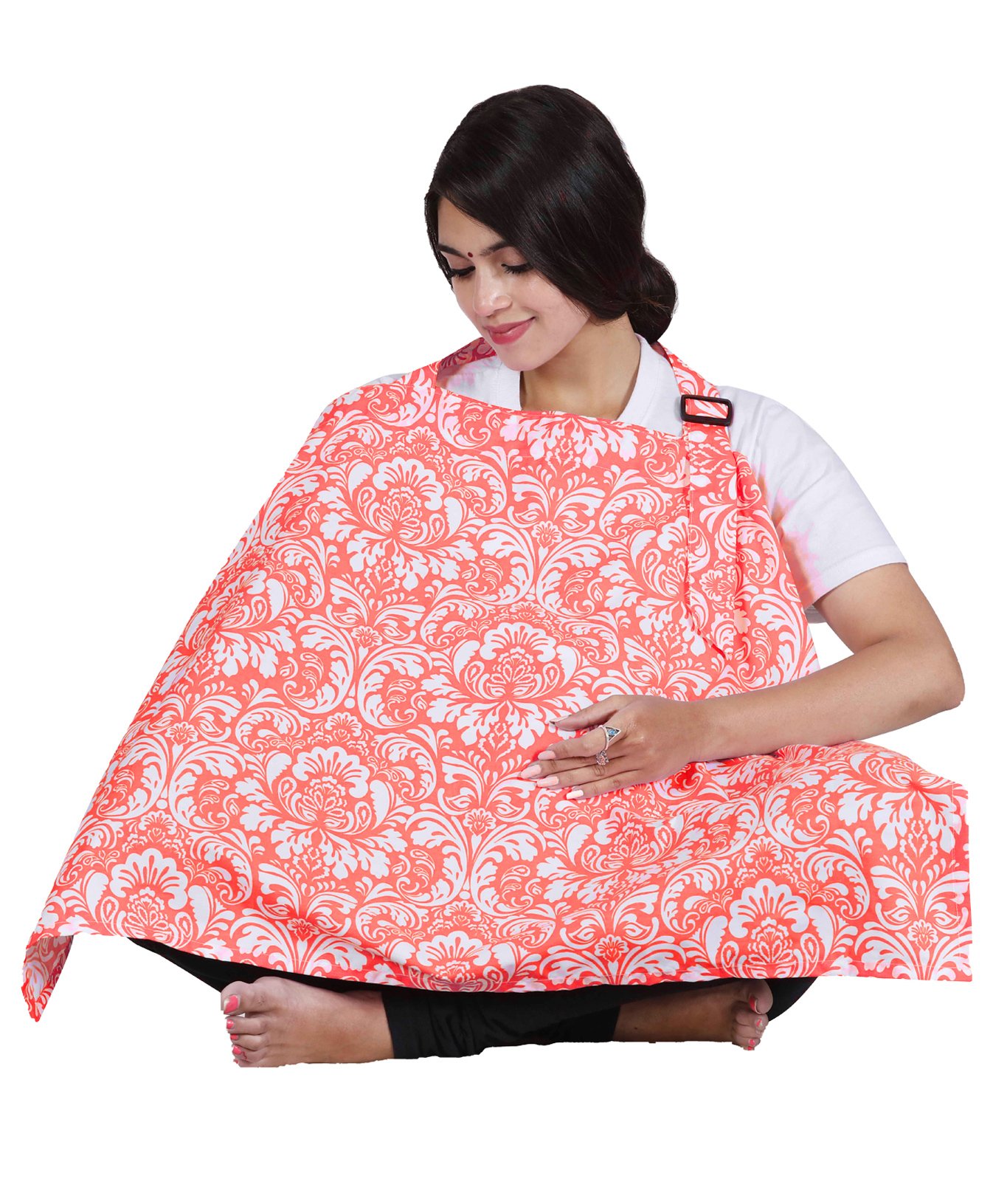 Lulamom Nursing Cover with Adjustable Strap Rose Print - Pink-picture-36