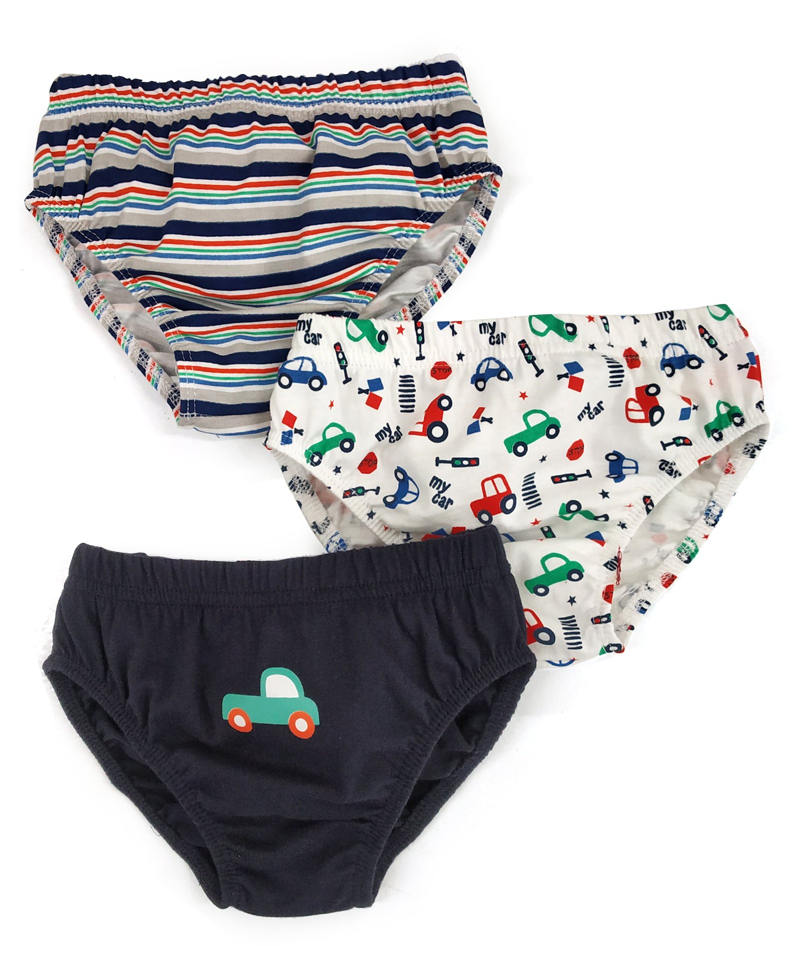 Babyhug 100% Cotton Briefs Pack of 3 - White Navy Blue-image-2