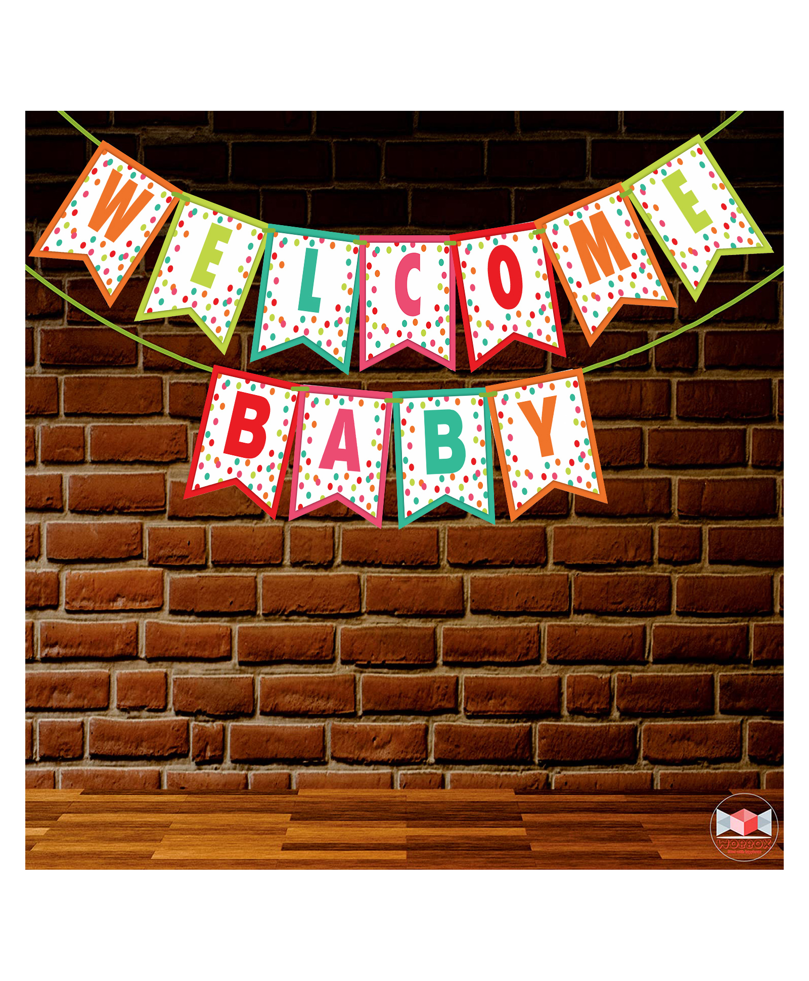 Funcart Welcome Baby Polka Dot Letter Banner - Multicolor-image-42