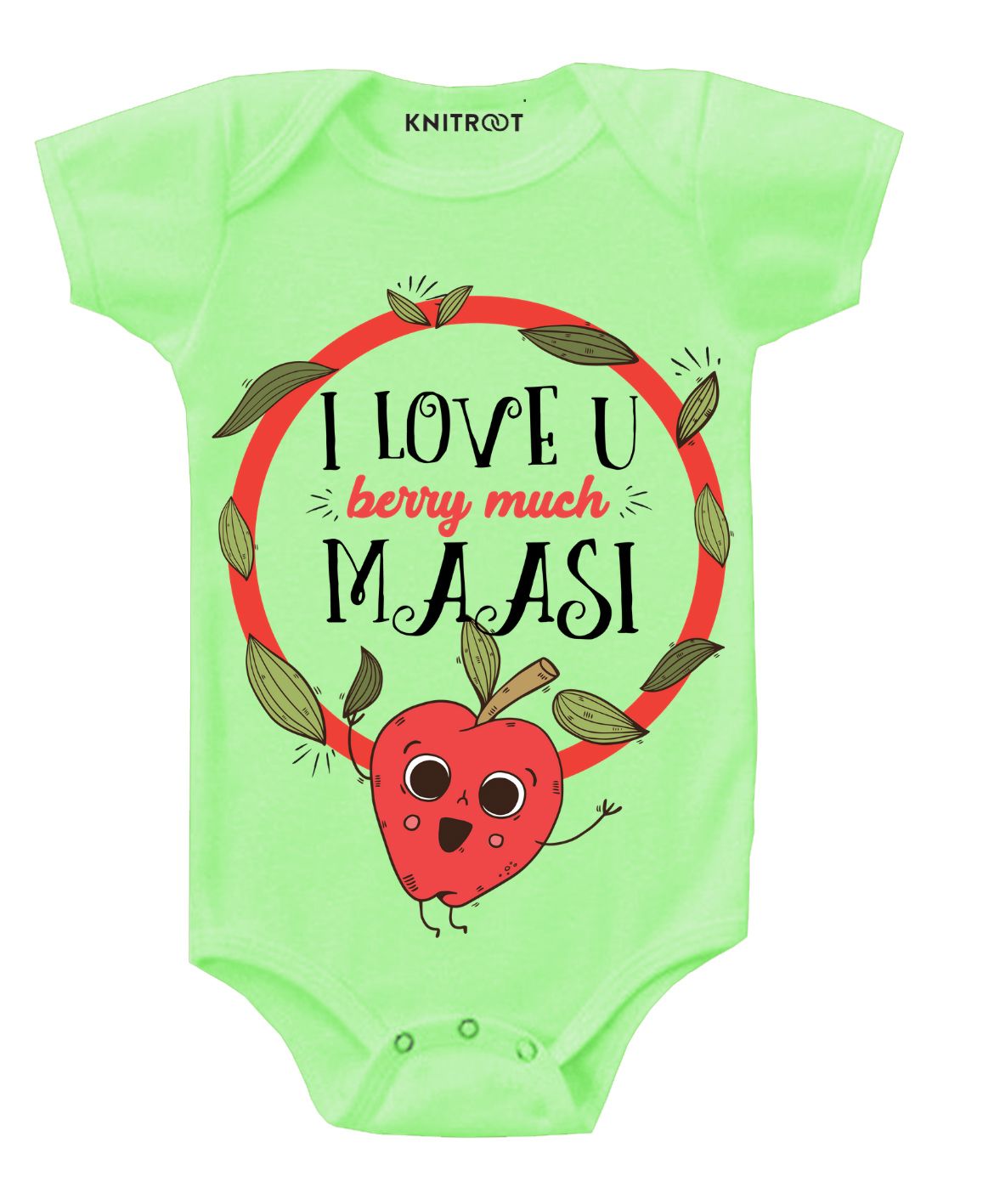 KNITROOT Short Sleeves Love You Berry Much Printed Onesie - Light Green-image-18