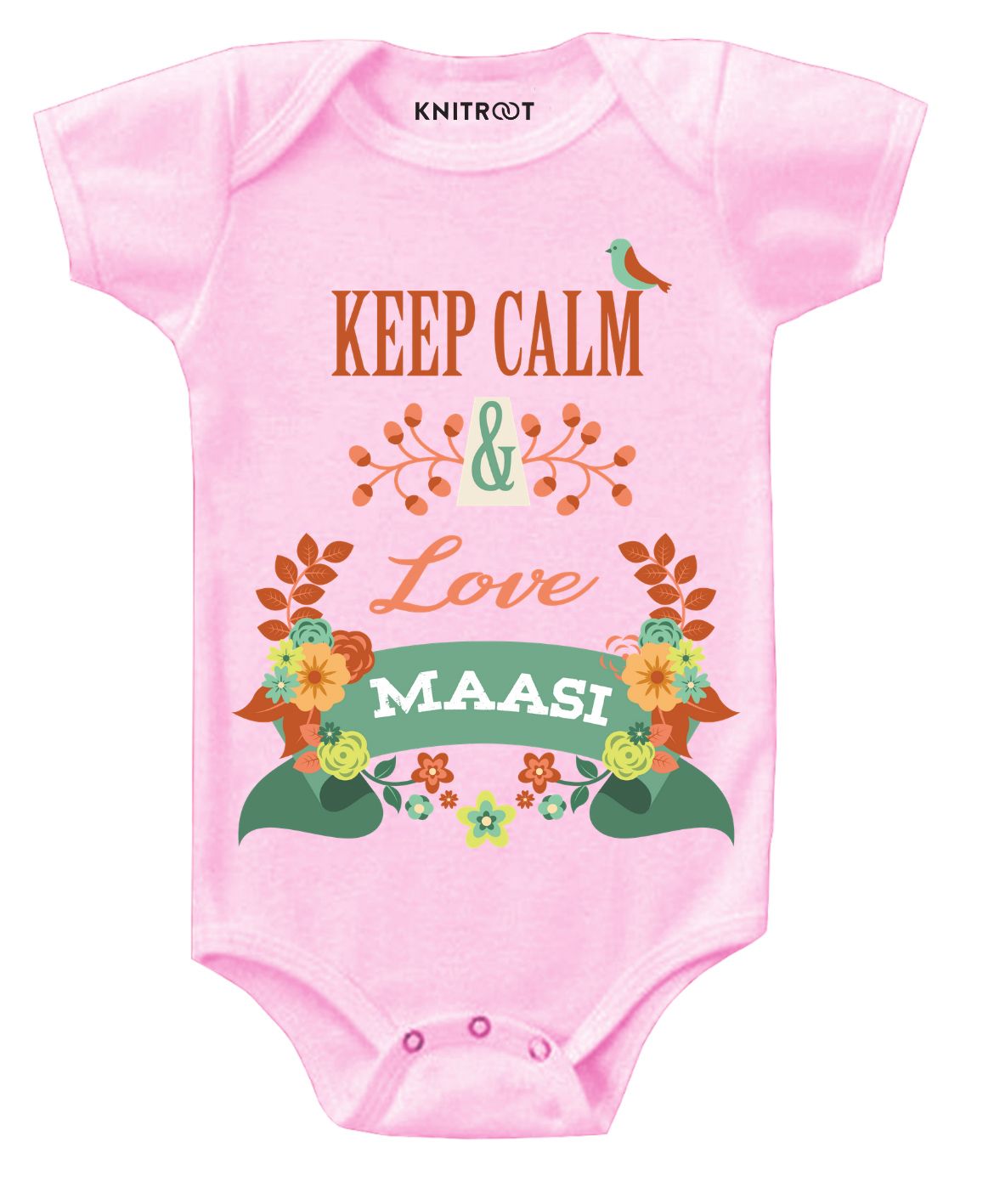 KNITROOT Short Sleeves Keep Calm And Love Massi Printed Onesie - Pink-image-8