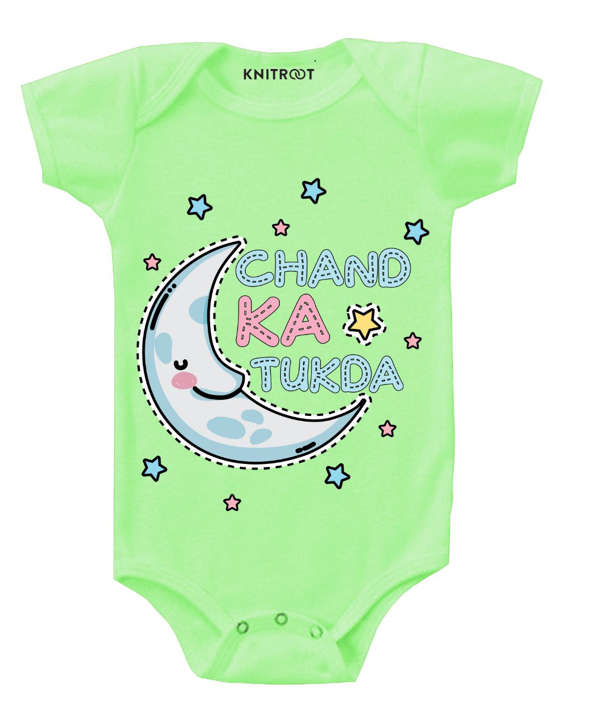 KNITROOT Short Sleeves Chand ka Tukda Printed Onesie - Green-image-48