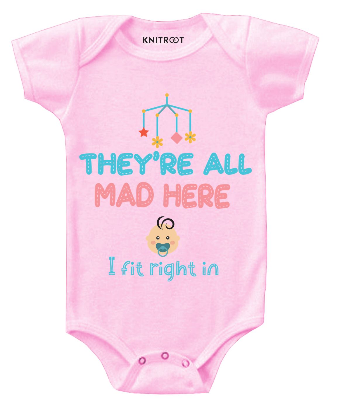 KNITROOT Short Sleeves Mad Family Printed Onesie - Light Pink-image-14