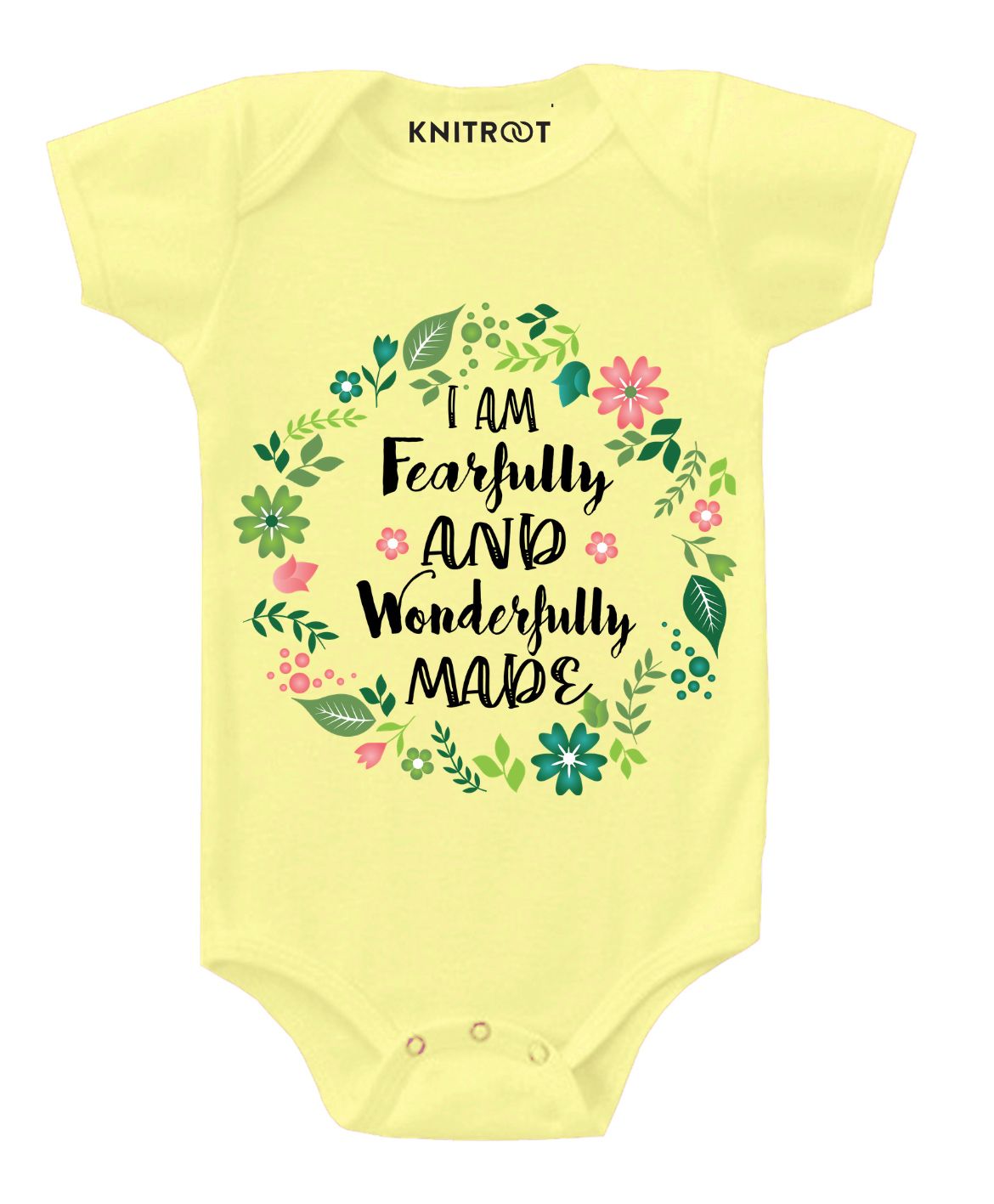 KNITROOT Short Sleeves Wonderfully Made Printed Onesie - Yellow-image-8
