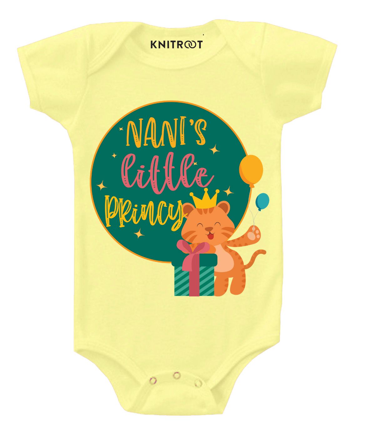 KNITROOT Short Sleeves Nani's Little Princess Printed Onesie - Yellow-image-7