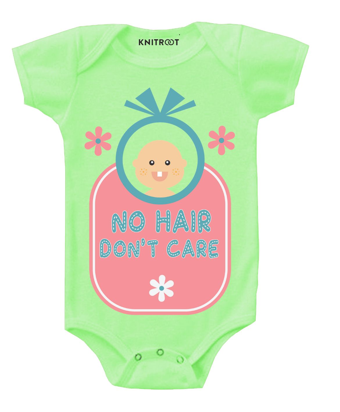 KNITROOT Short Sleeves No Hair Don't Care Print Onesie - Green-picture-10