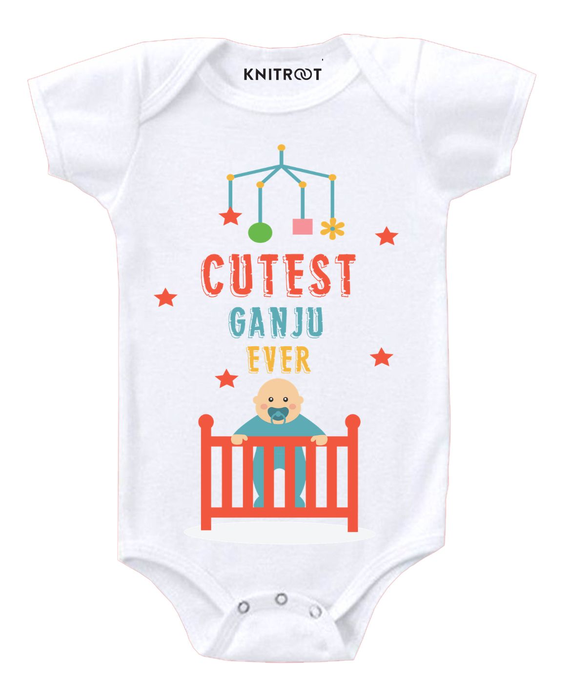 KNITROOT Short Sleeves Ganju Ever Print Onesie - White-image-29