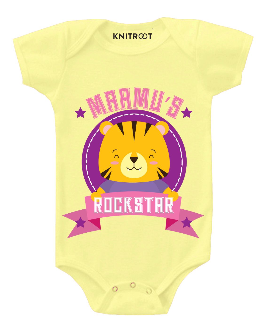 KNITROOT Short Sleeves Rockstar Print Onesie - Yellow-image-36