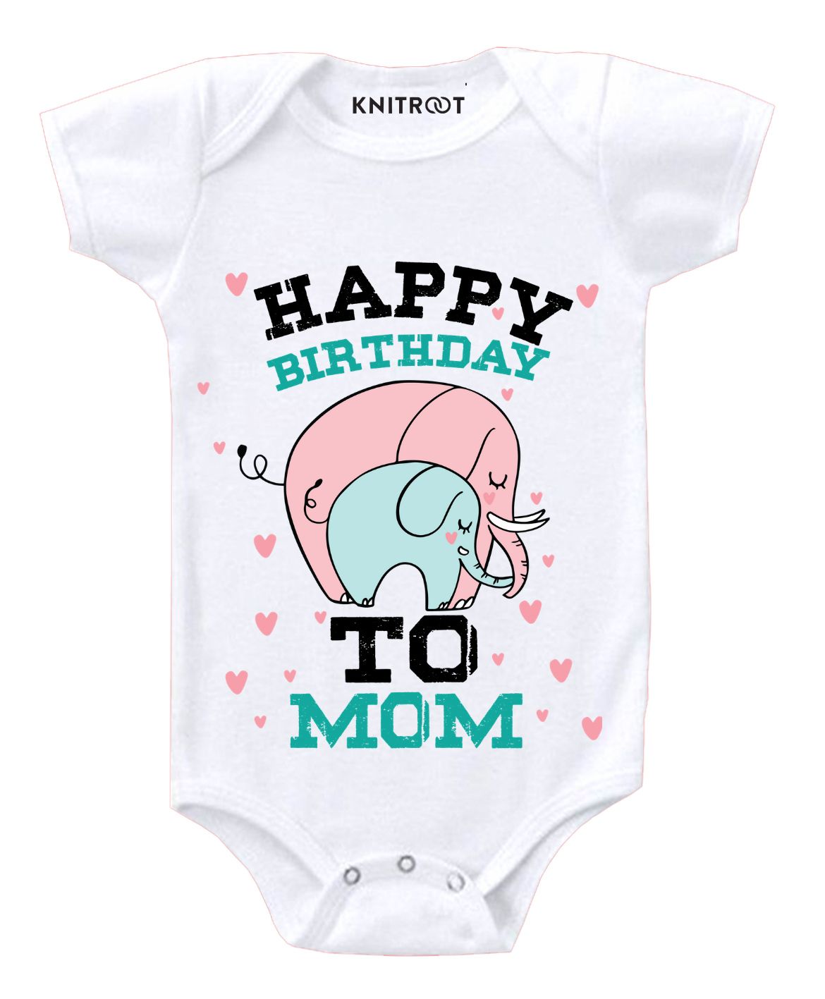 KNITROOT Short Sleeves Happy Birthday To Mom Print Onesie - White-image-16