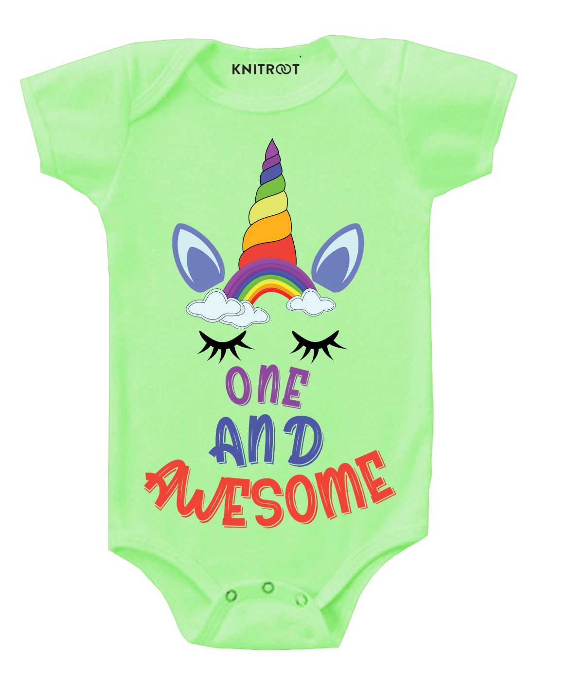 KNITROOT Short Sleeves One And Awesome Print Onesie - Green-image-42