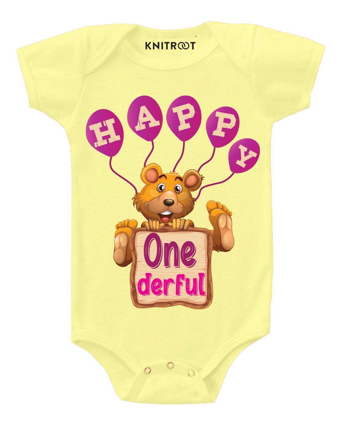 KNITROOT Sleeveless Teddy Print Onesie - Yellow-image-41