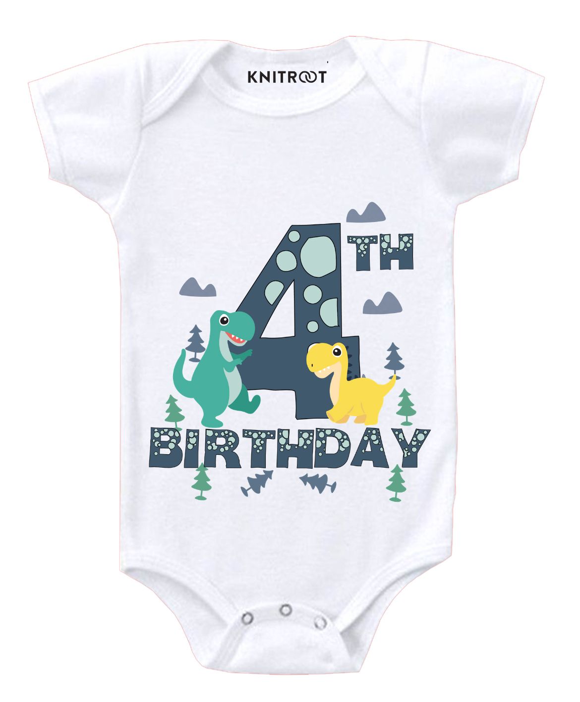 KNITROOT Short Sleeves Dino Print Onesie - White-image-10
