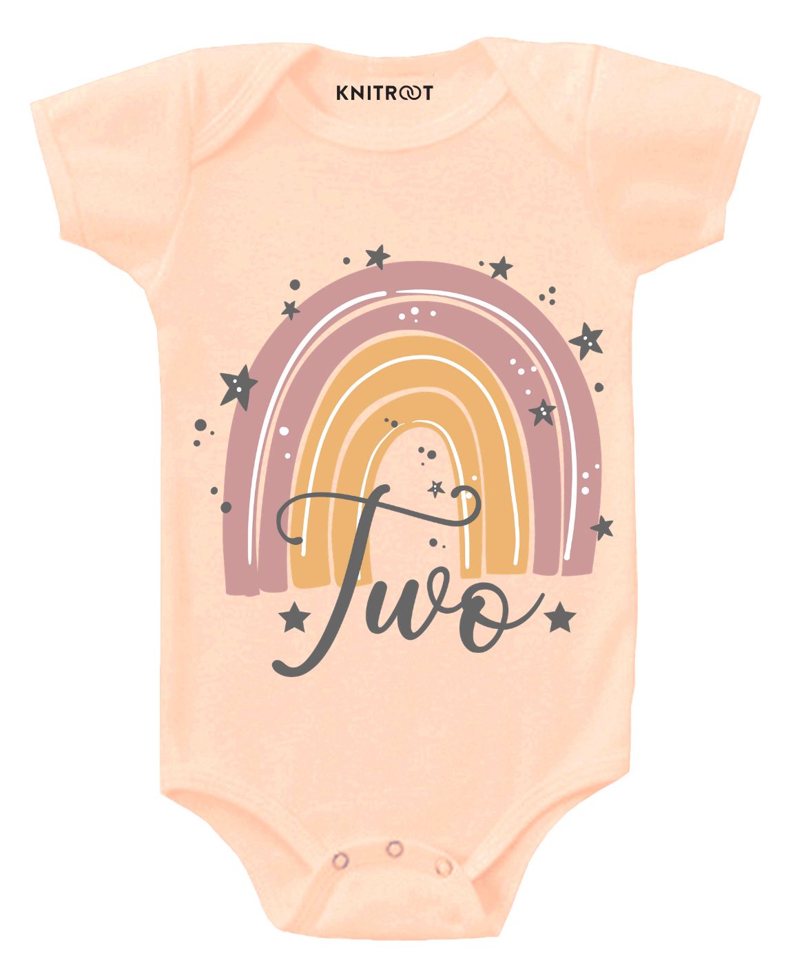 KNITROOT Short Sleeves Two Rainbow Print Onesie - Peach-image-13