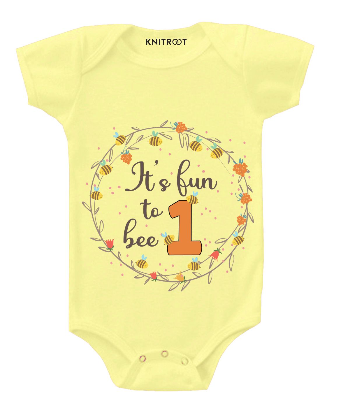 KNITROOT Fun To Bee One Print Short Sleeves Onesie - Yellow-image-44