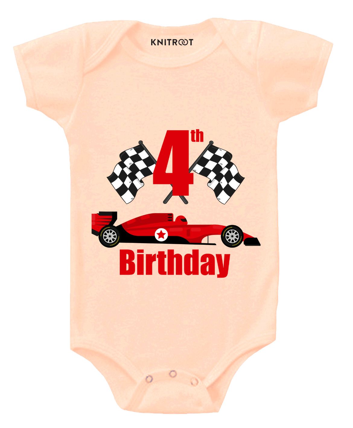 KNITROOT Short Sleeves Car Print Onesie - Peach-image-32