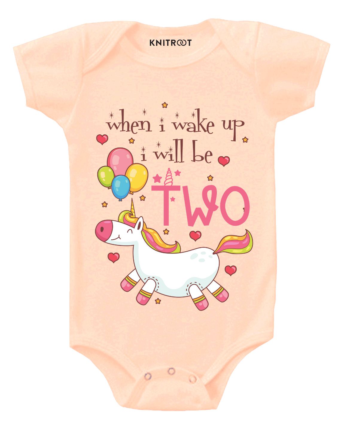 KNITROOT Short Sleeves Unicorn Print Onesie - Peach-image-6