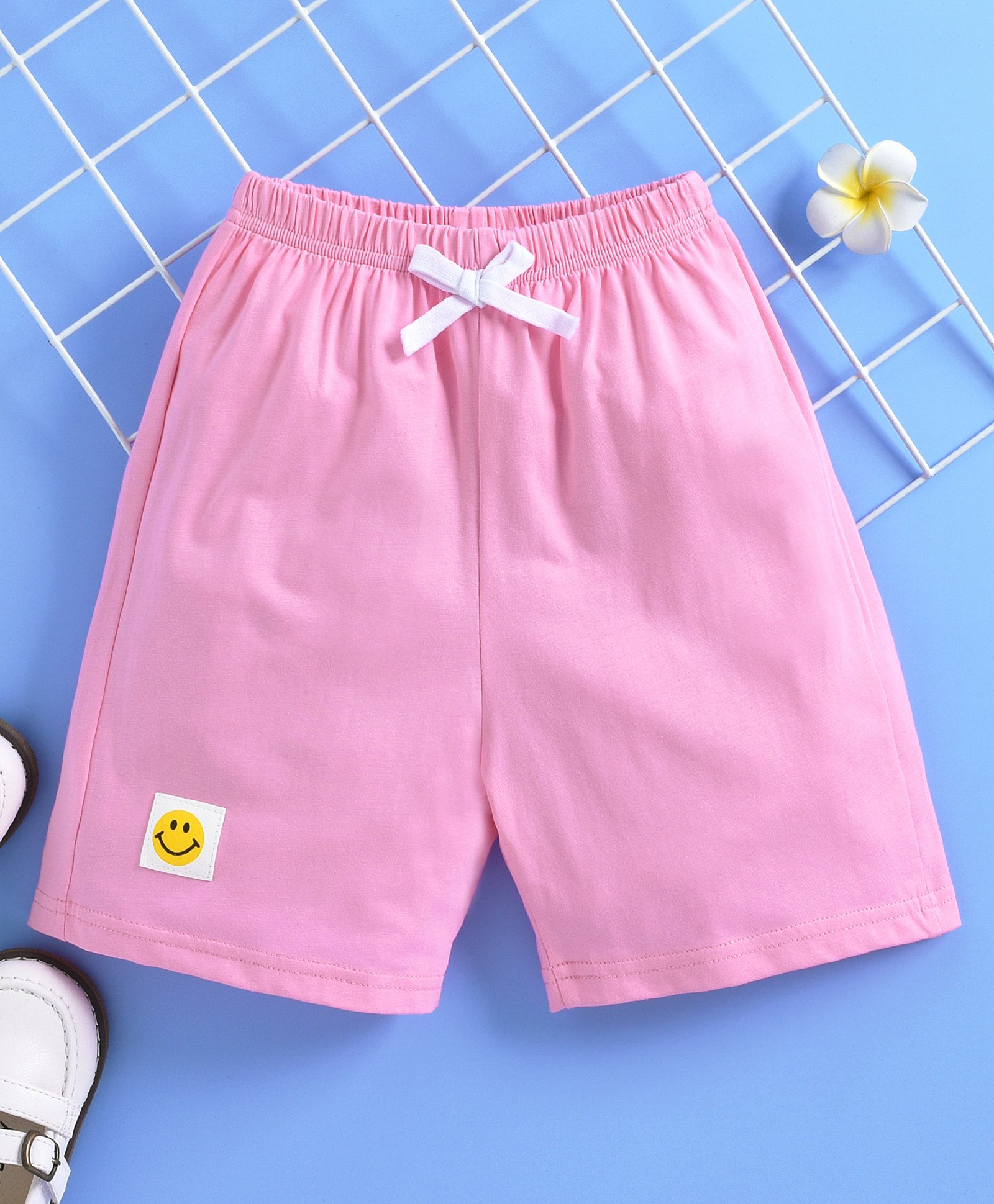 Kookie Kids Knee Length Shorts Smiley Print - Pink-image-48