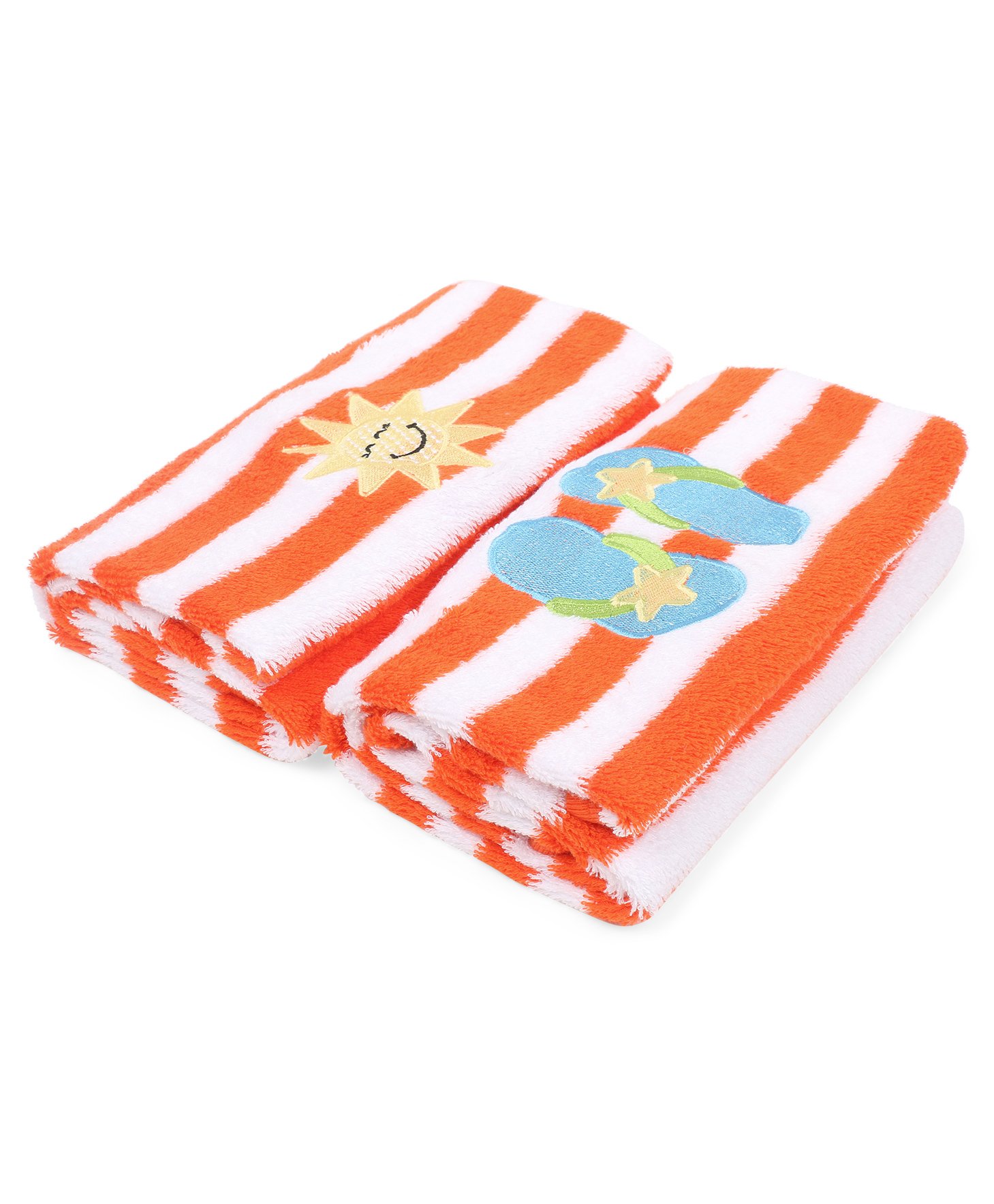 My Milestones Luxe Plush Hand Towel Modern Stripes Set 2 Pc- Orange White-picture-26