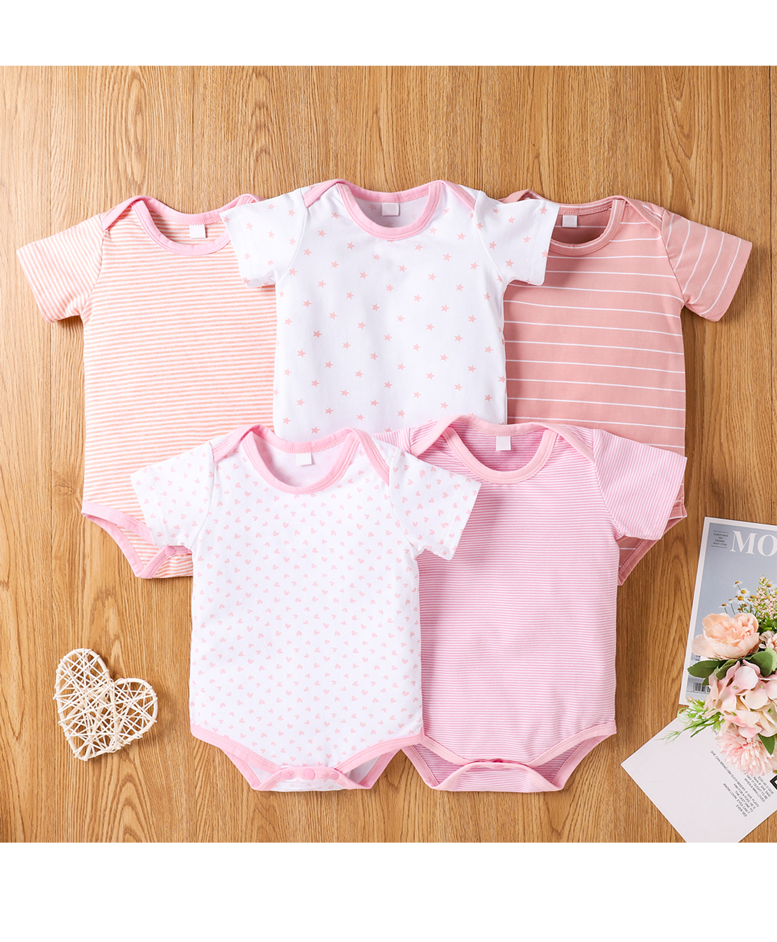 Kookie Kids Half Sleeves Onesies Pack of 5 - Multicolor-picture-20