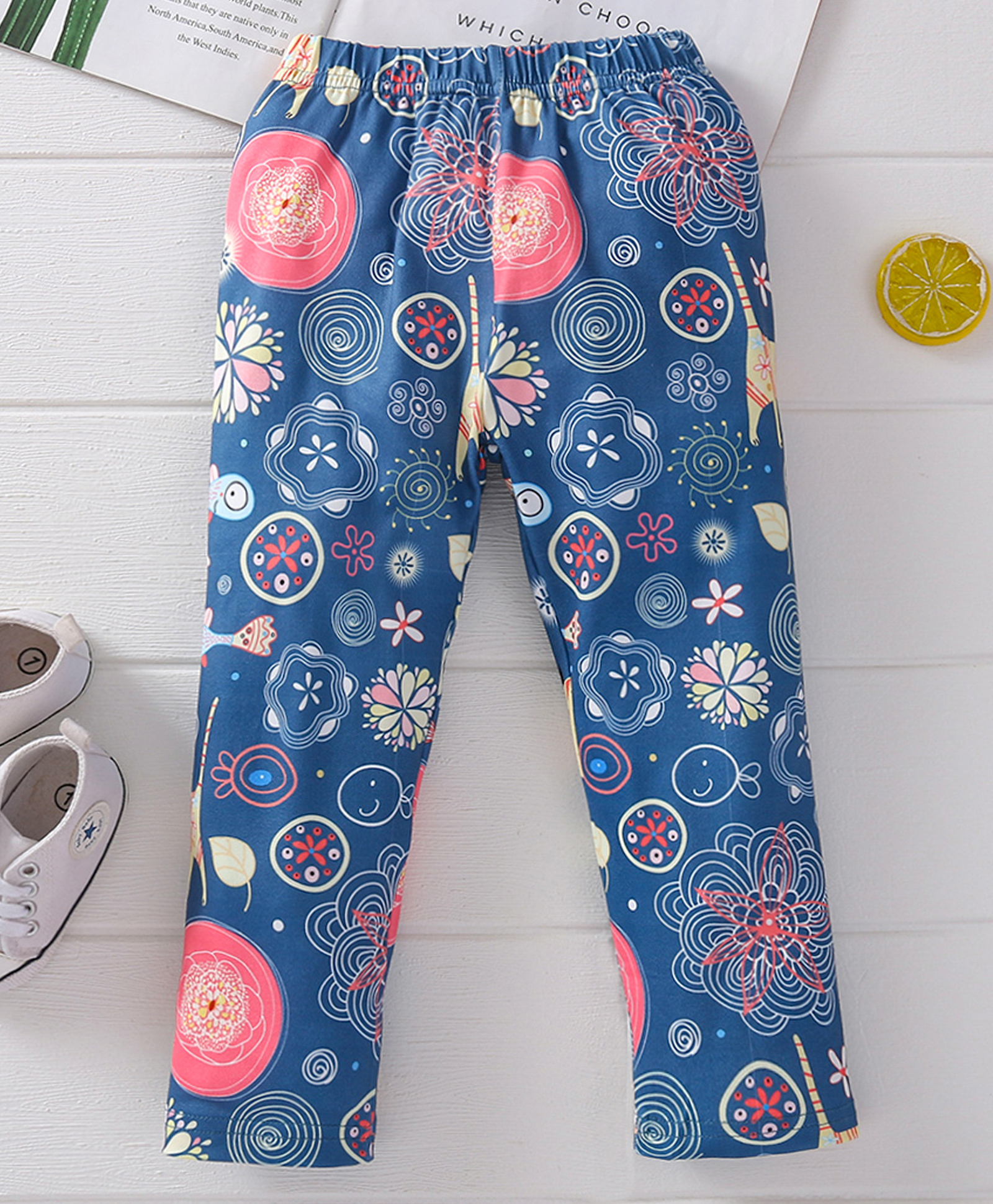 Kookie Kids Full Length Leggings Floral Print - Blue-picture-10
