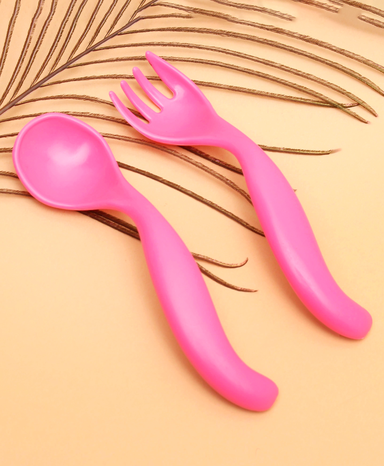 Curved Spoon And Fork - Pink-image-36