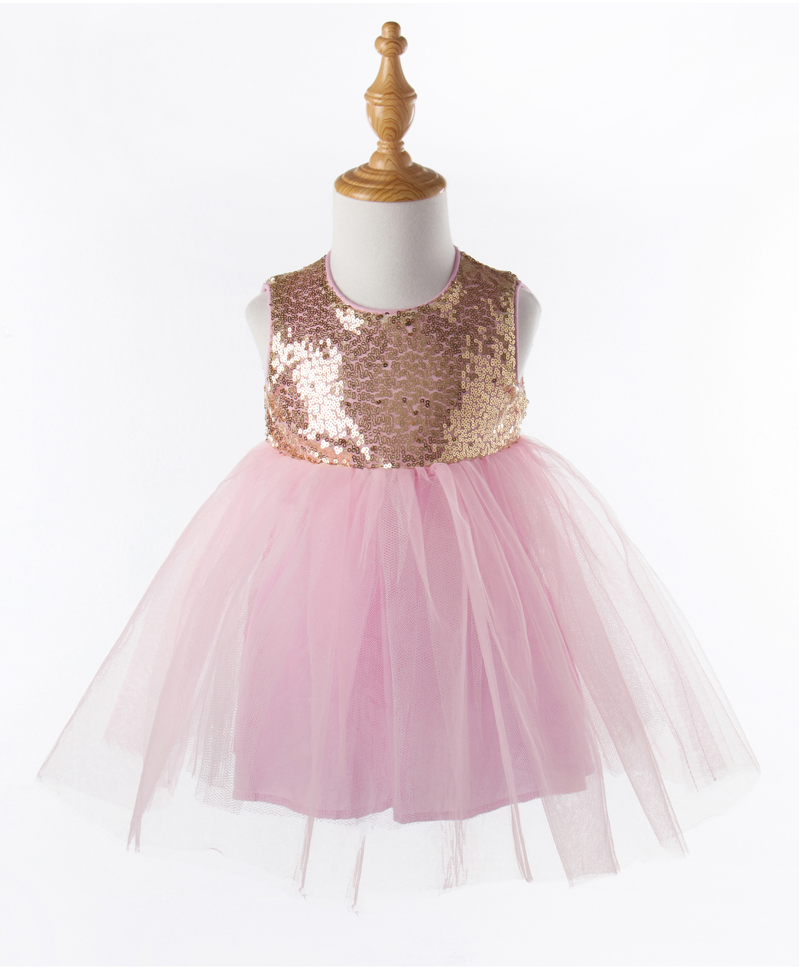Kookie Kids Sleeveless Party Wear Frock Sequin Detailing - Pink-image-42