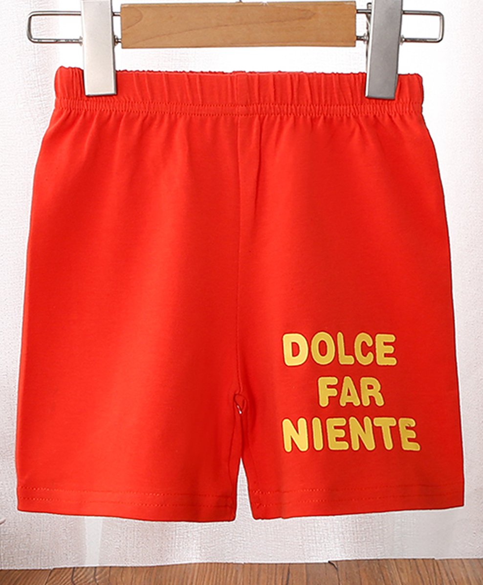 Kookie Kids Knee Length Shorts Text Print - Red-image-9