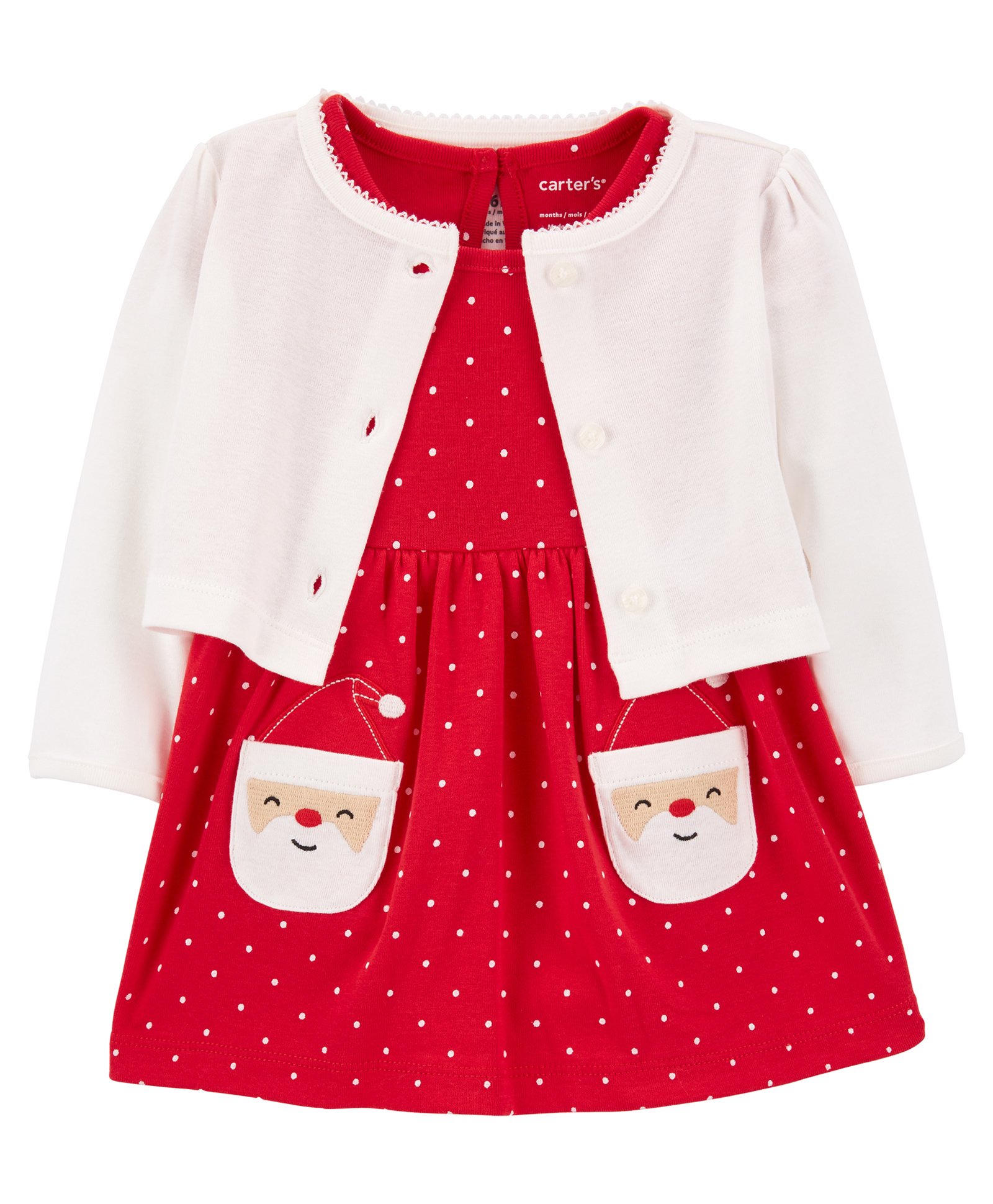 Buy Carter S 2 Piece Christmas Bodysuit Dress Cardigan Set Red For Girls 18 24 Months Online In India Shop At Firstcry Com