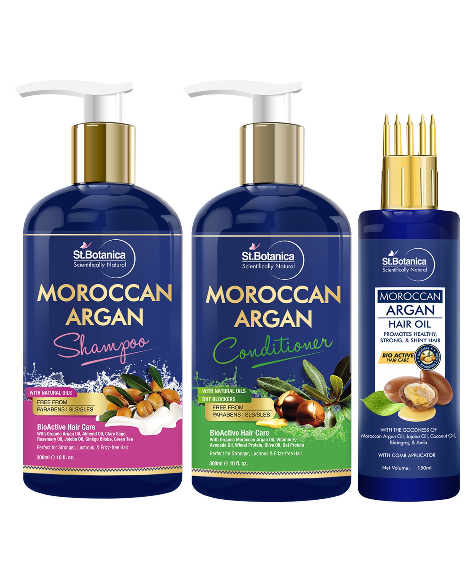  Moroccan Argan Shampoo Conditioner And Hair Oil With Applicator  - 300 ml, 150 ml Online in India, Buy at Best Price from  -  8699633